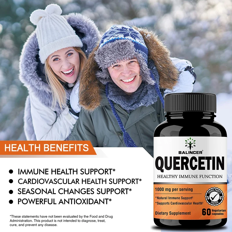 Natural Quercetin Supplement Vegan Capsules Bioflavonoid Support - Supports immune health and energy levels