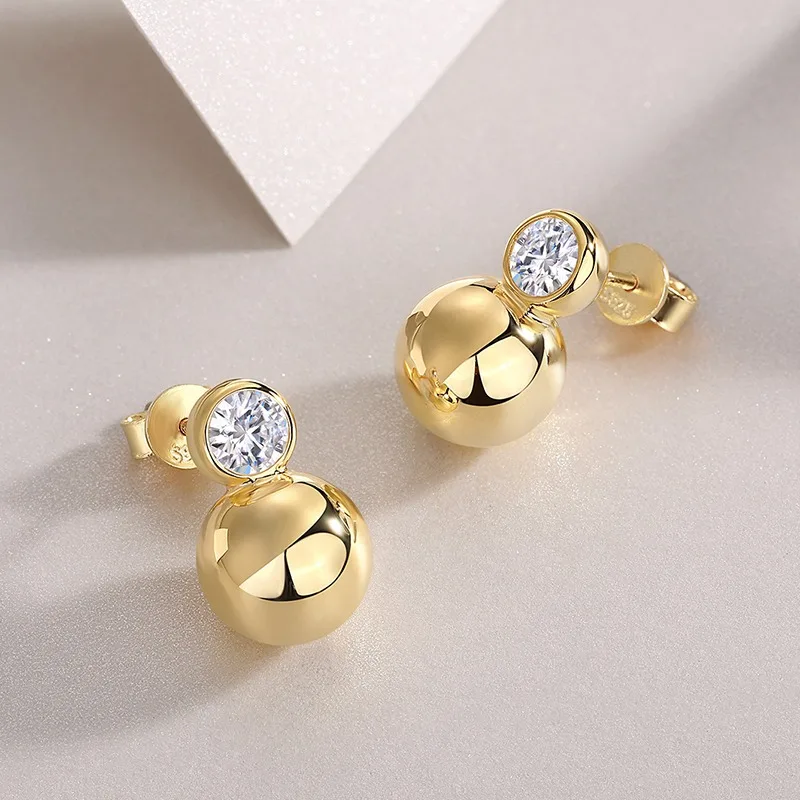 5mm Moissanite Stud Earrings S925 Sterling Silver for Women Tested Pass Diamond Gold Color Earrings Birthday Gifts Fine Jewelry