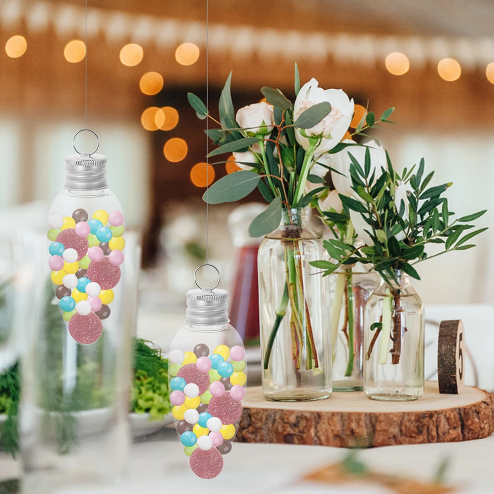 

20pcs PET Candy Christmas Candy Container Bottles Bulb Shaped Containers Party Favor Christmas Decorations Storage Packaging