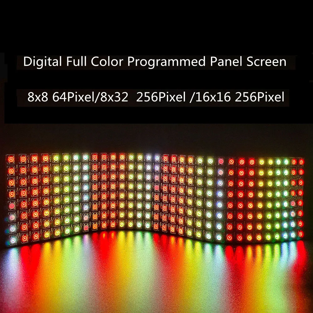 WS2812B 8x8 8x32 16x16 Matrix WS2812b Digital Flexible Individually Addressable LED Panel Light Ws2812 SMD 5050 Led Strip DC5V