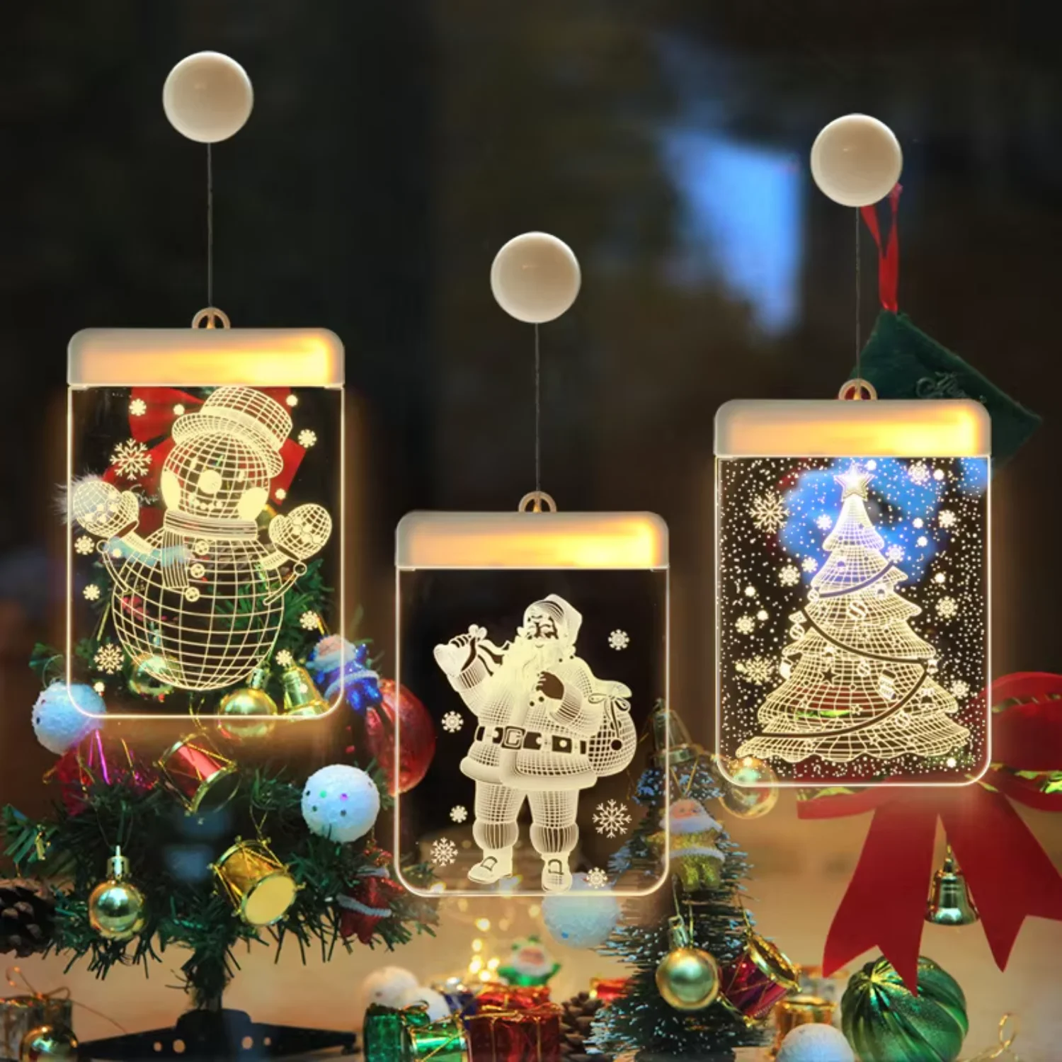 

LED Christmas Light Outdoor Window Hanging Lamp Christmas Ornament Tree Decoration Decor Party Supplies Xmas Gift