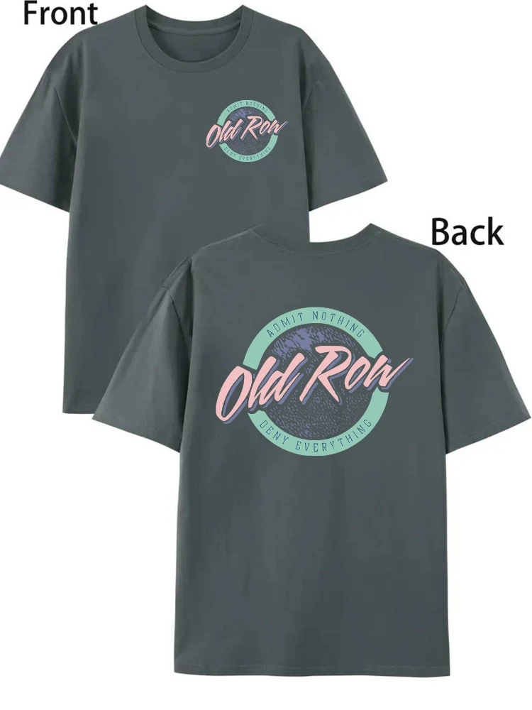 

Lao Luo's round Logo-100% cotton summer short sleeve O-neck men's printed T-shirt printed on both sides.