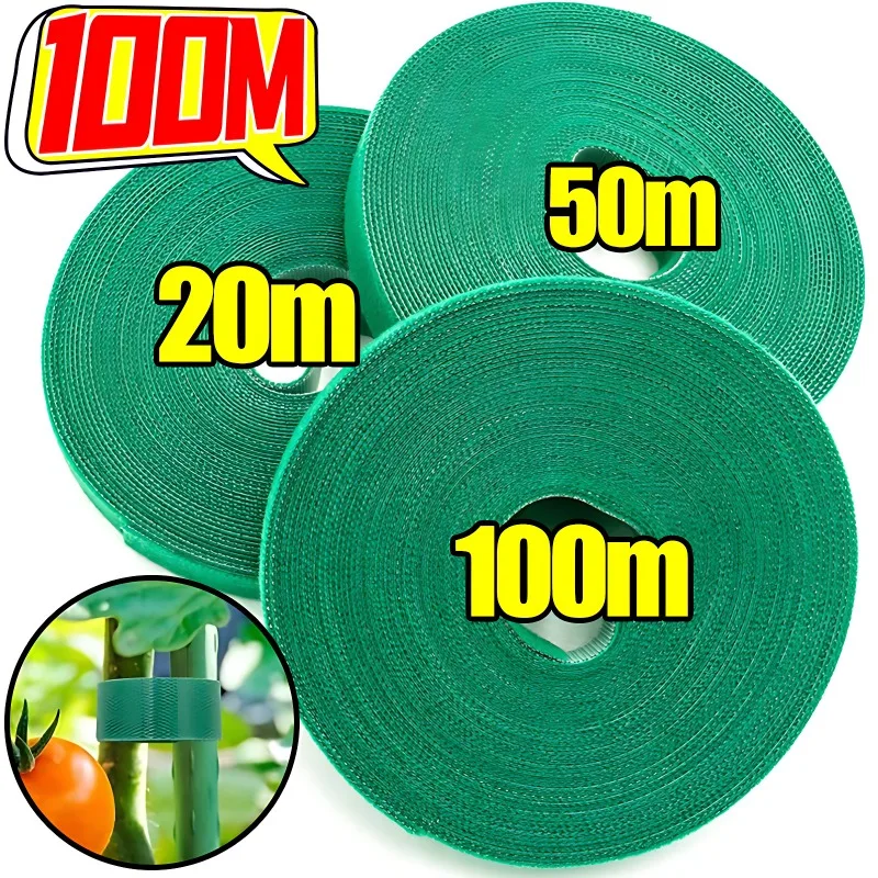 100/2M Nylon Plant Ties Plant Bandage Hook Tie Loop Adjustable Plant Support Reusable Fastener Tape for Home Garden Accessories