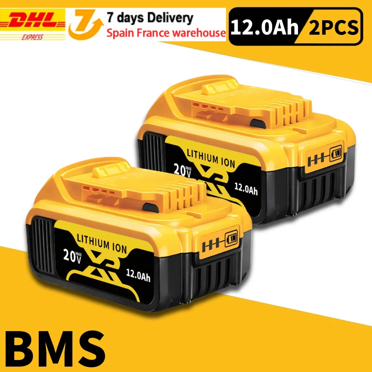 DCB200 20V 12.0Ah Lithium Replacement Battery For Dewalt 18V DCB184 DCB200 DCB182 DCB180 DCB181 DCB182 DCB201 DCB206