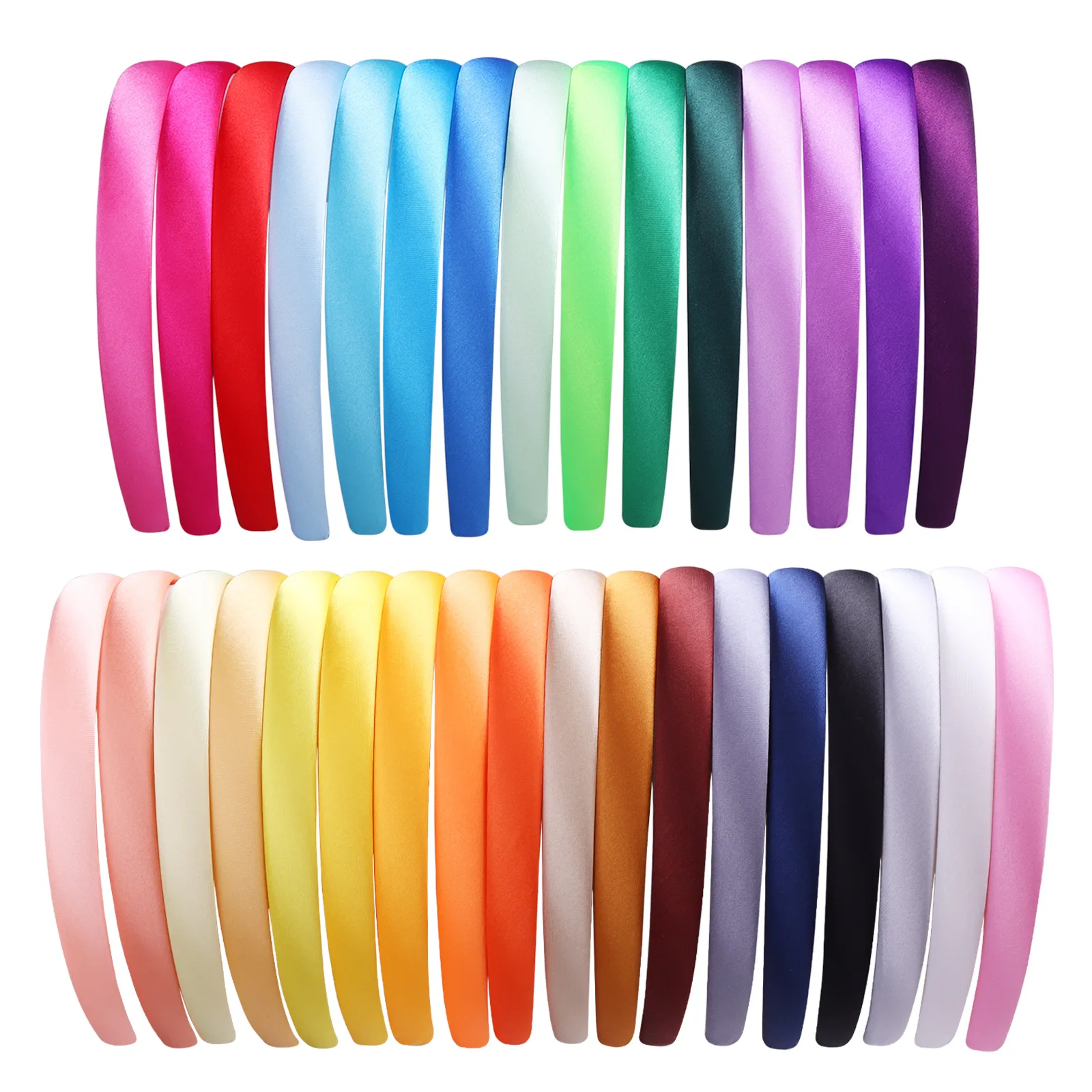 

5pcs 1.5cm Satin Headbands Girl Headwear Women Hairband Covered Plastic ABS Hair Accessories Multicolor DIY Hair Hoop