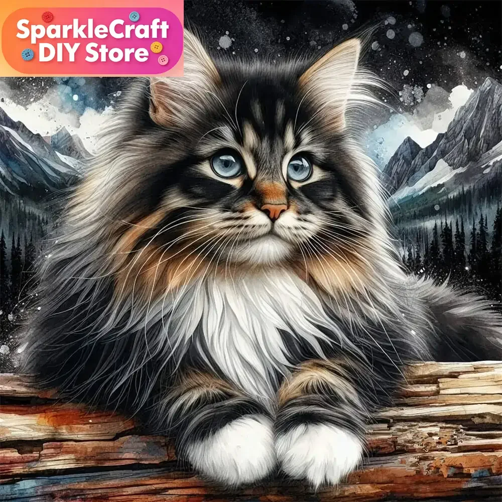 

1pc frameless 5D DIY Diamond Mosaic Cat Animal Cross Stitch Set Diamond Painting Picture Rhinestones Embroidery Decor For Home