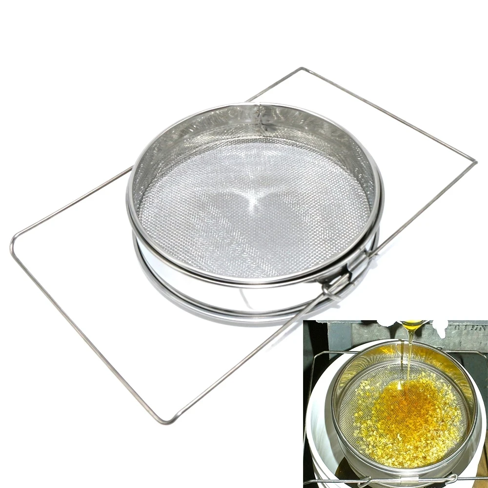 Double-Deck Stainless Steel Honey Strainer Double Screen Sieve  Filter Durable Tank Filtration Honey Settling Beekeeping Tools