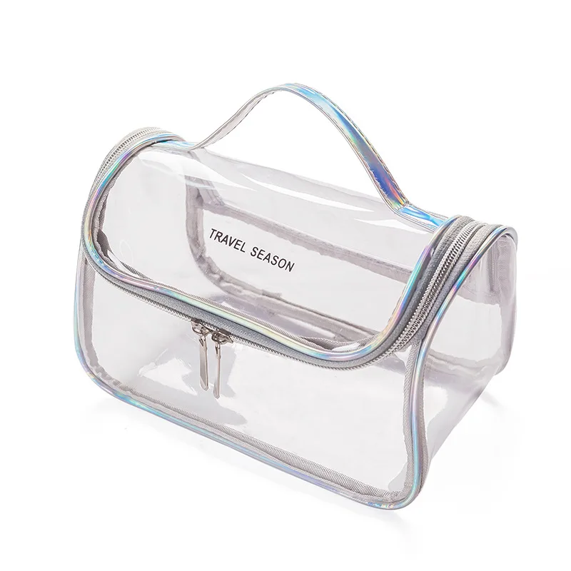 Waterproof Transparent Laser Travel Makeup Bag Women Zipper Wash Organizer Storage Toilet Toiletry Bag Make Up Cosmetic Case