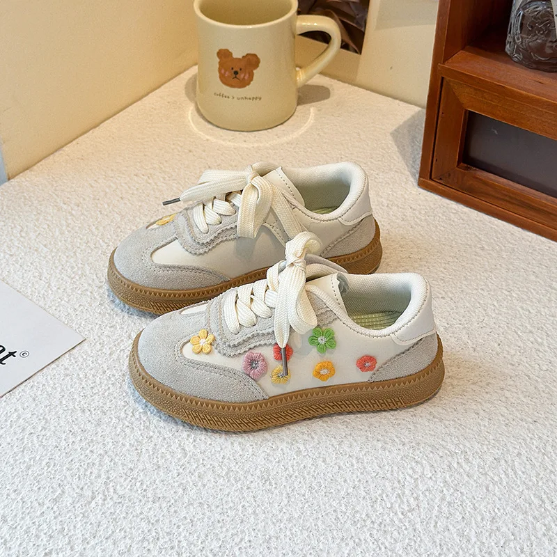 

Kids'Casual Shoes Sneakers ​Skate Shoes ​Needlepoint PU Leather For Girls Anti-slip Breathable Pink Beige Shoes Size 26-36