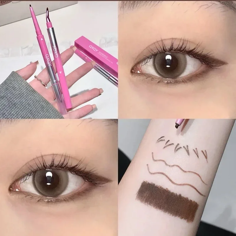 이중 헤드 아이라이너 젤 펜슬 각진 브러시 포함 오래 지속되는 자연스러운 레드 블랙 브라운 번짐 방지 빠른 건조 3D 실크웜 펜