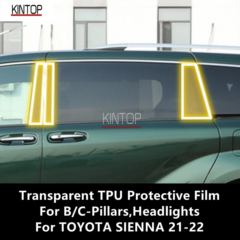 

For TOYOTA SIENNA 21-22 B/C-Pillars,Headlights Transparent TPU Protective Film Anti-scratch Repair Film Accessories Refit