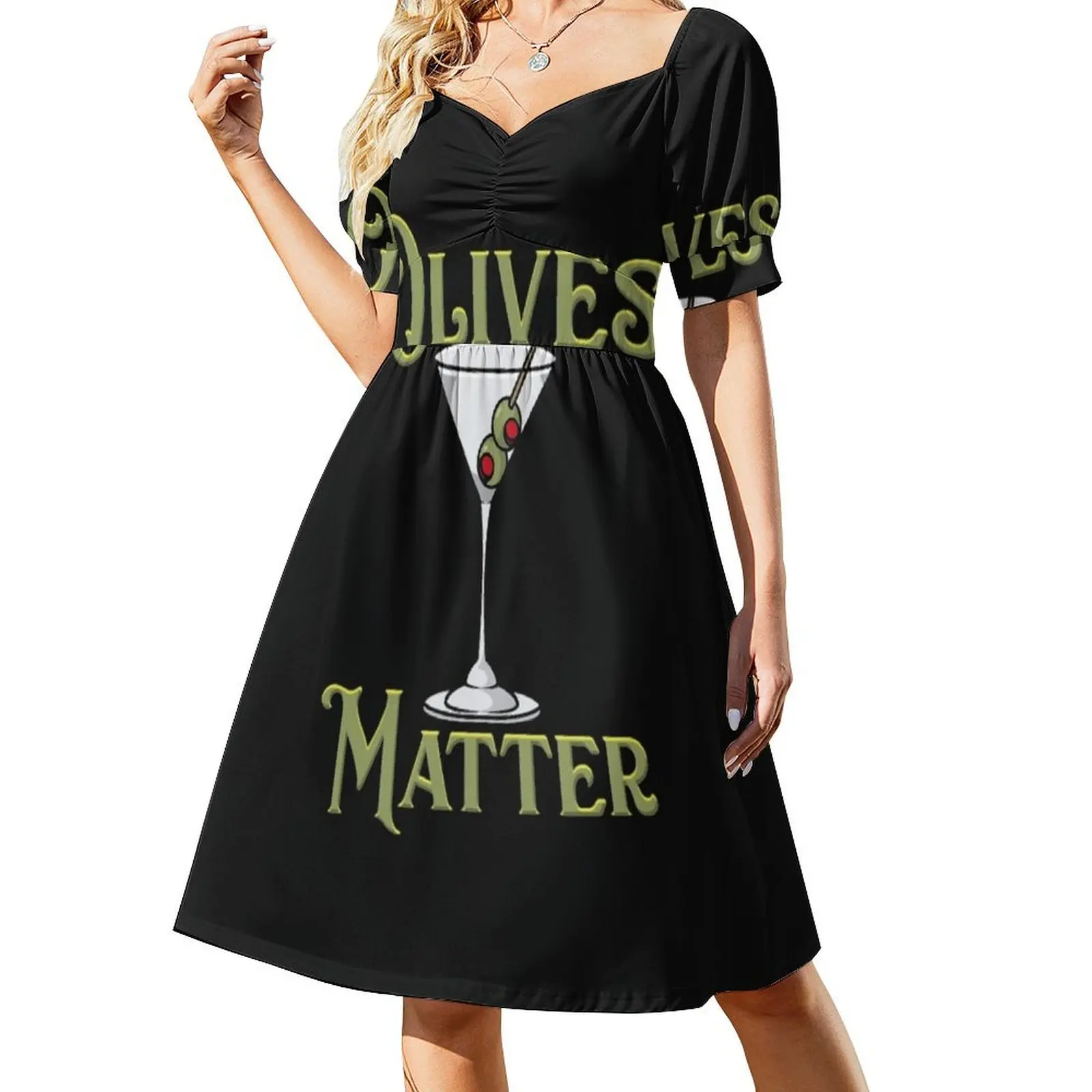 

Glass Drink Olives Matter Short-Sleeved Dress luxury woman party dress Long dress woman summer womens 2025 woman