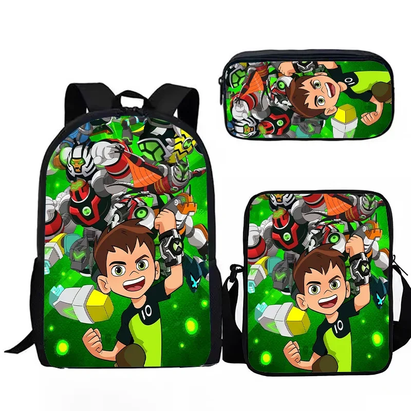 Popular Youthful Ben10 3D Print 3pcs/Set Student Travel Bags Laptop Daypack Backpack Shoulder Bag Pencil Case