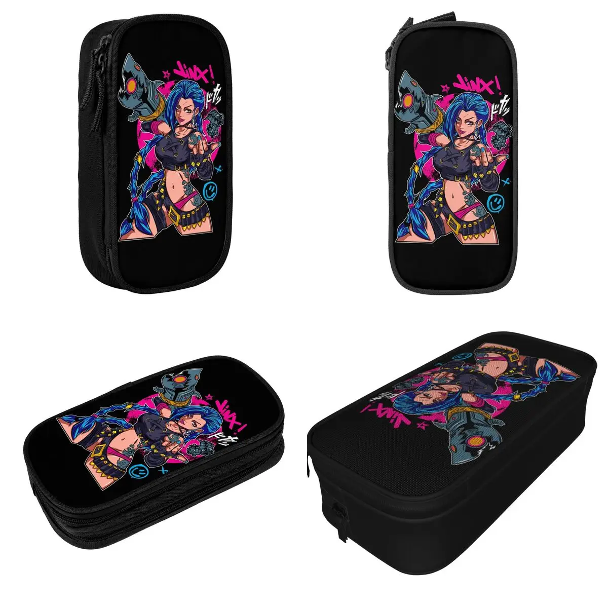 Jinx Arcane Pencil Case New League Battle Game Legends Pen Bag Student Big Capacity Students School Gift Pencilcases