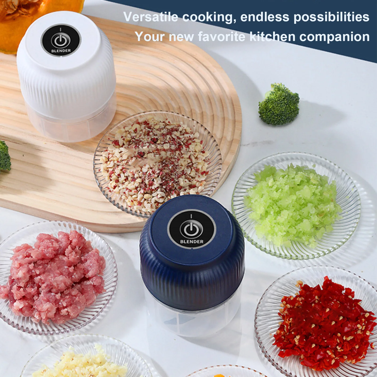 300ML Electric Vegetable Chopper Portable Cordless Garlic Crusher Mini Food Chopper for Nuts Chili Onion Minced Meat and Spices - view 2