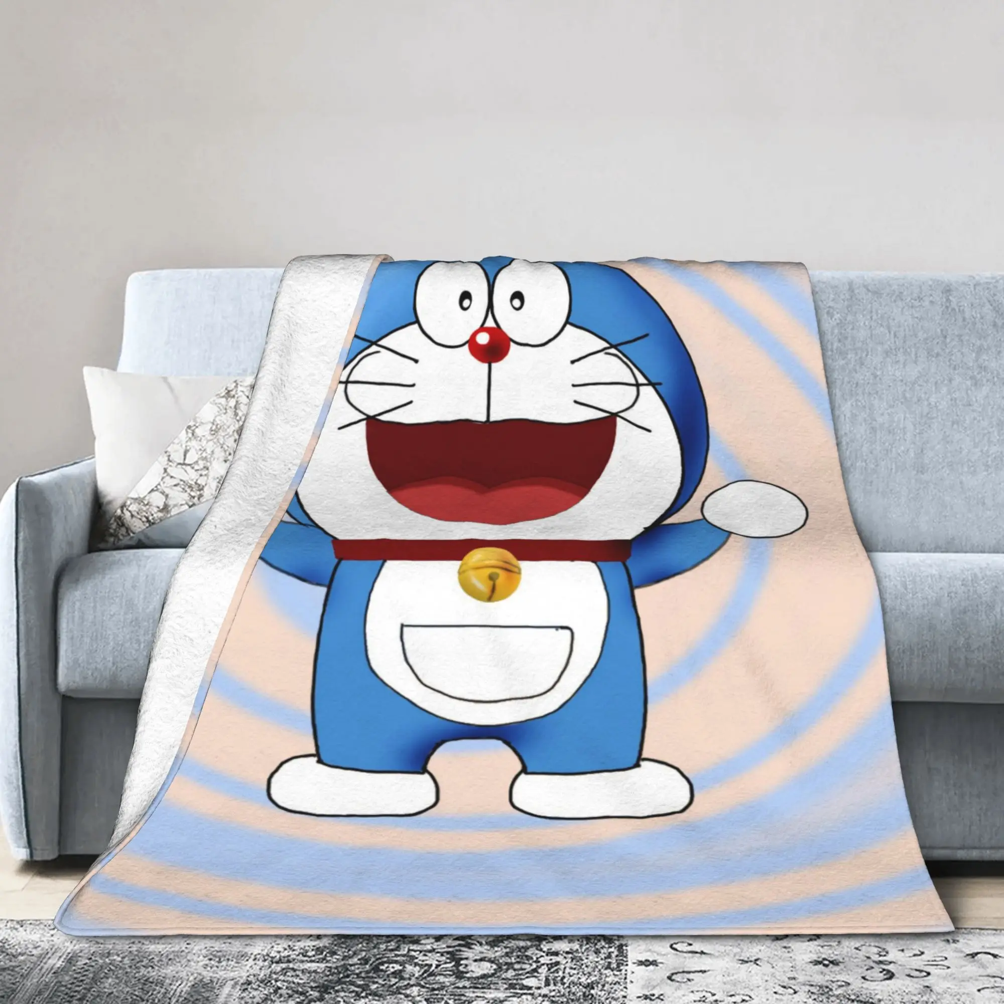D-Doraemons Anime Cat Fleece Throw Blankets Cartoon Blanket for Home Office Lightweight Quilt