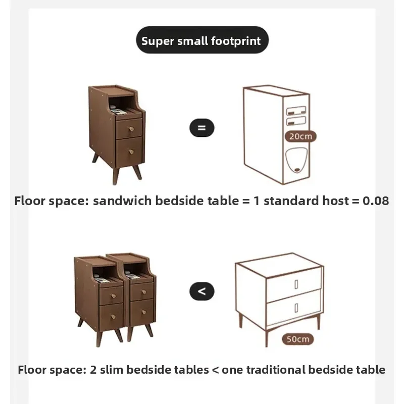 bedside bedside table Solid wood small apartment high-grade extremely narrow bedside telescopic locker ultra-narrow household