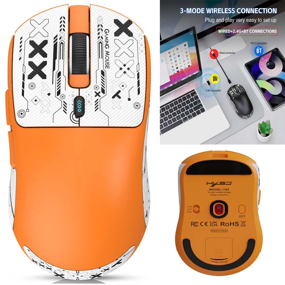 

Mouse with Bluetooth Wired 2.4G Wireless 3 Modes Mouse Control Laptop Tablet Desktop PC Office Mice 12000-18000DPI Gaming Mouse