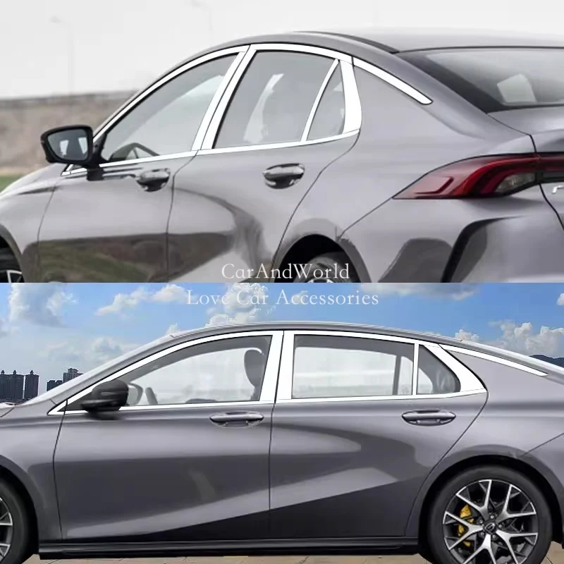 

For GAC Empow 2022-2025 Auto Upper Lower Window Center Pillar A/B/C Columns Guard Strips Trims Cover Car Stainless Accessories