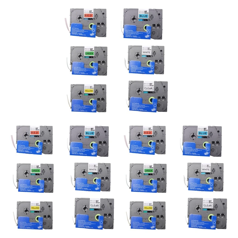 18PCS 12Mm Tze131 Tze231 Tze431 Tze531 Tze631 Tze731 Lableing Tapes For Brother P-Press PT-D210 PT-H110 PT-D600 Printers