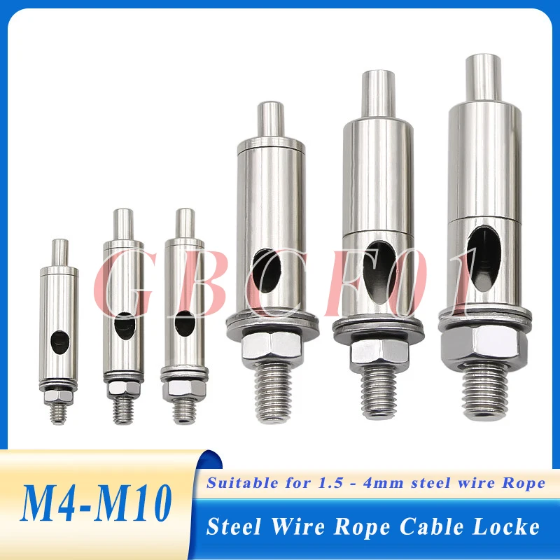 

1.5/2/3/4mm Steel Wire Rope Cable Locker Adjustable External Thread Hanger Lighting Fixing Lock Clip Self-Locking Type M4-M10