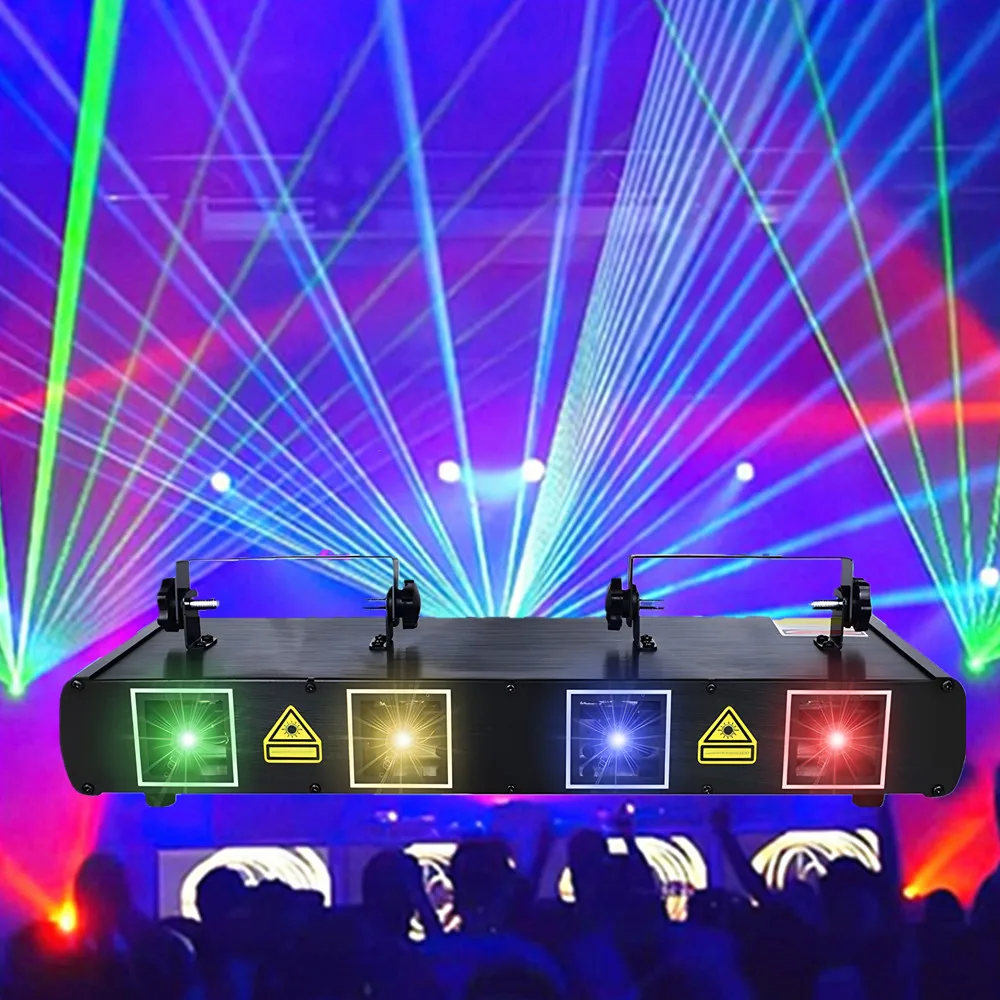 

Party lights, DJ disco lights, 4-beam DMX and voice-controlled laser lights, light show stroboscopic party lights ambient lights