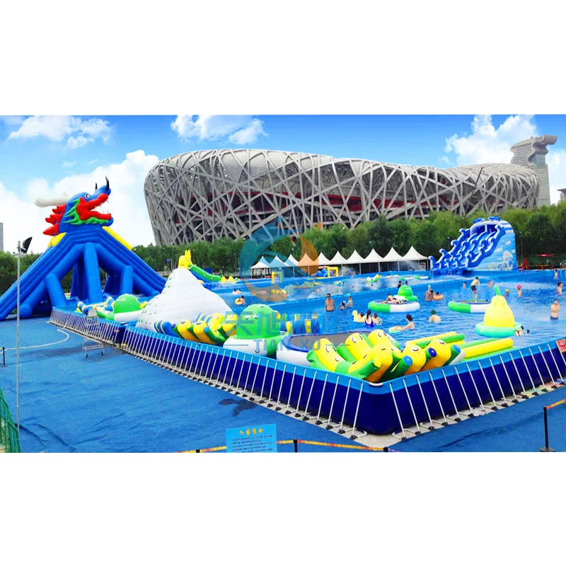 Outdoor Portable PVC Inflatable Rectangular Metal Frame Swimming Pool Stainless steel swimming pool for sale