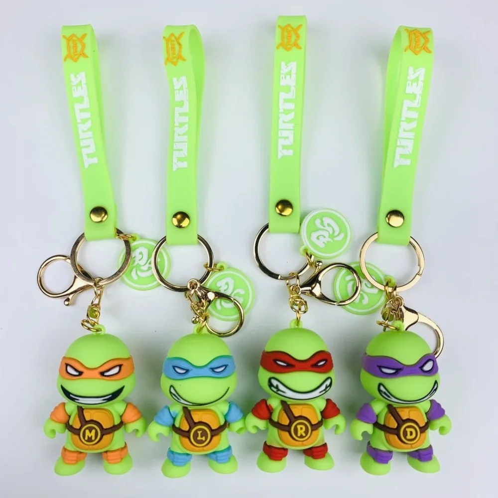 Ninja Turtles Keychain Schoolbag Cartoon Pendant Anime Key Chain Keyrings Car Key Ring Accessories Kids Adults Birthday Gifts