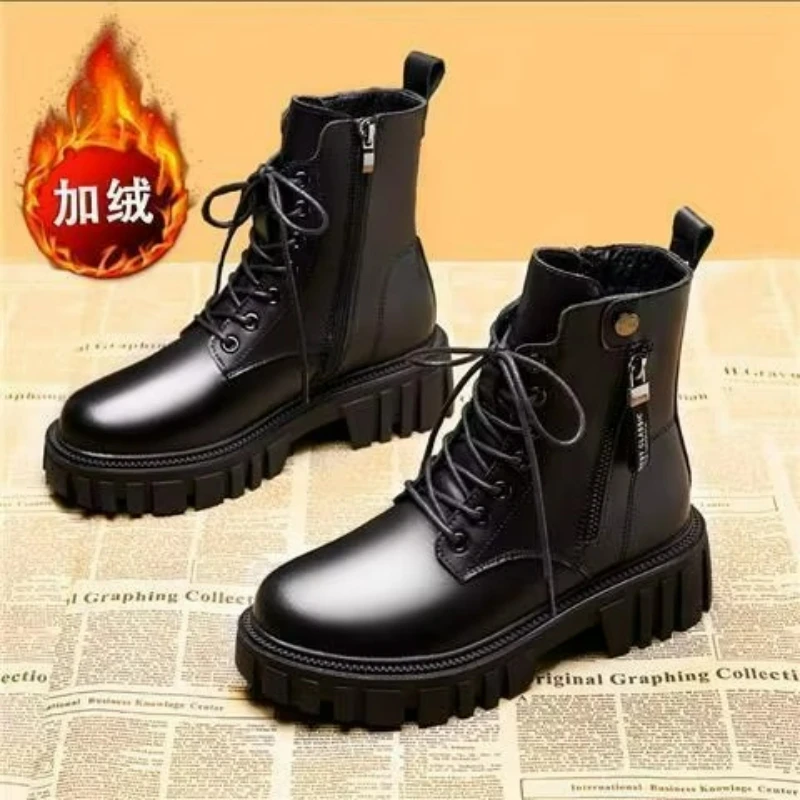 2026 New Boots Ladies Lace-Up Shoes for Women Warm Platform Zipper…