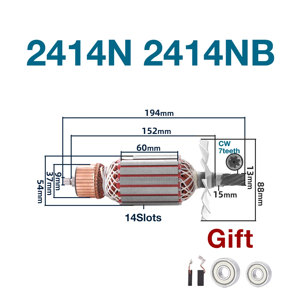 AC220-240V Armature for Makita 2414B 2414NB Armature Rotor Anchor Cutting Machine Power Tools Replacement Accessories