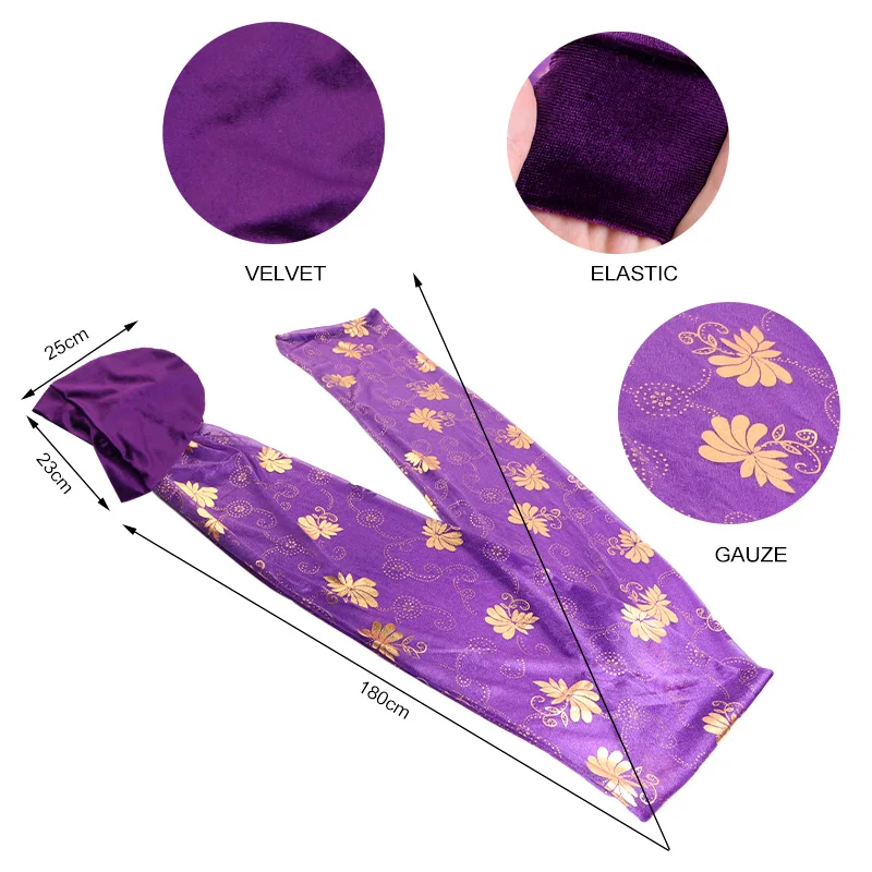 New Women Bronzing print mesh Head Scarf Plain Velvet Hijab Turban Caps Long Tail African Wraps Cap Bonnet Turbante Mujer