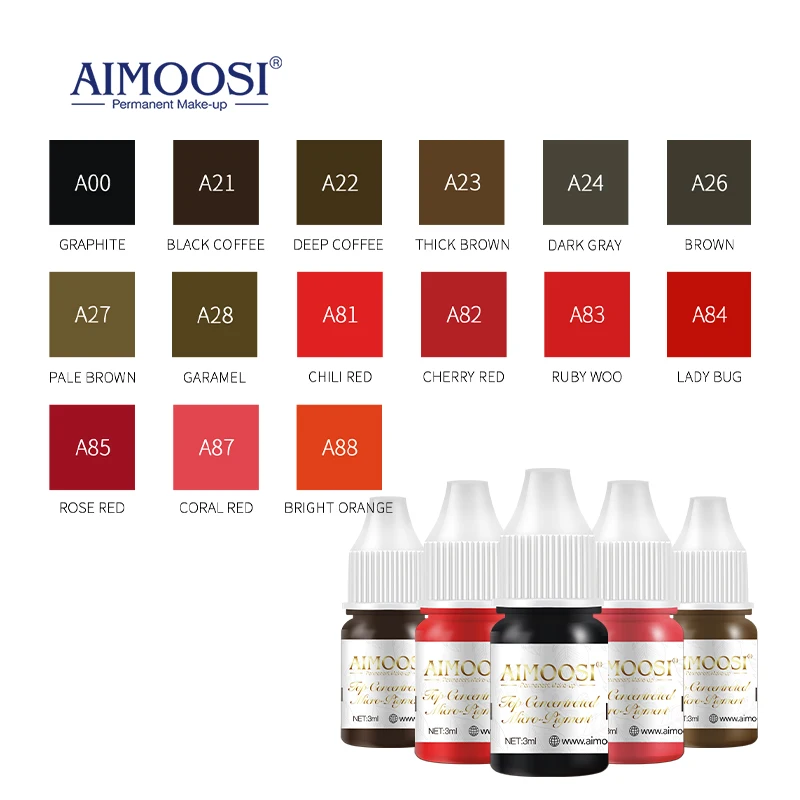 AIMOOSI الحاجب Microblading الأحبار شبه تجميل دائم الصباغ للشفاه ديناميكية الوشم الحبر هيئة الفن PMU أصباغ 3 مللي/زجاجة
