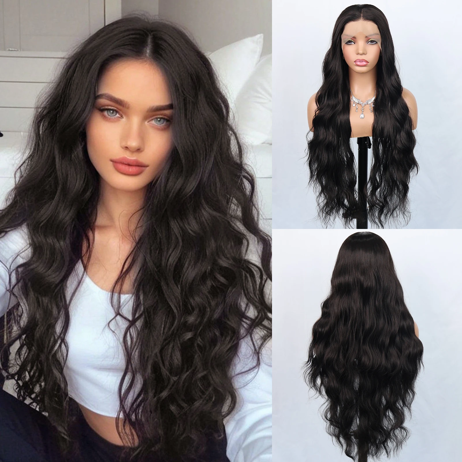 

Синтетический парик Aubree, 13x4, с кружевной передней частью, 32 дюйма, длинный волнистый парик для женщин, без клея, термостойкий, для повседневного ношения, плотность 180%