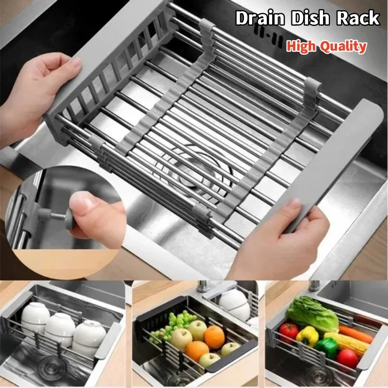 

Kitchen sink, retractable drain basket, dish rack, sink, vegetable basin, drain rack, sink, rectangular filter basket