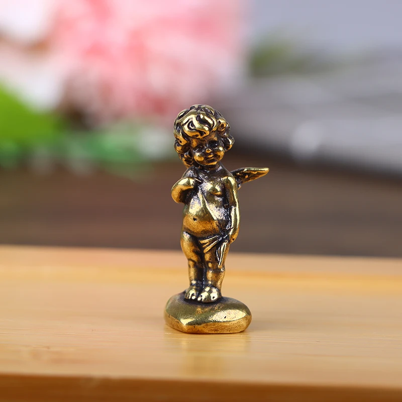 

1Pc Retro Copper God Of Love Cupid Statue Small Ornaments Copper Angel Figurines Desktop Decorations Home Decor Accessories