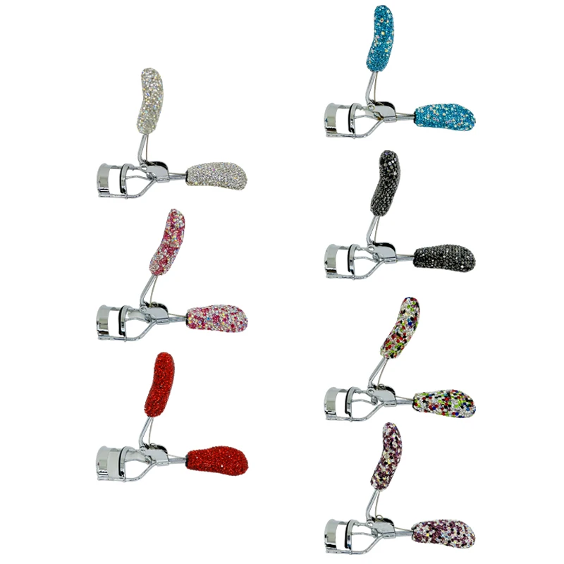 Bling Rhinestone Eyelashes Curler Tweezer Protable Colorful Curling Eye Lashes Clip Cosmetic Beauty Makeup Eyelashes Tool 1pc