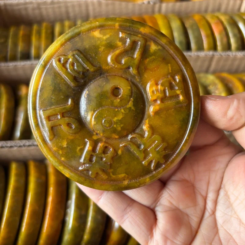 

Xiuyu High Ancient Jadeite Xiuyu Craft Каменная резьба Коллекционное нефритовое нефритовое зеркало Ручное ремесло