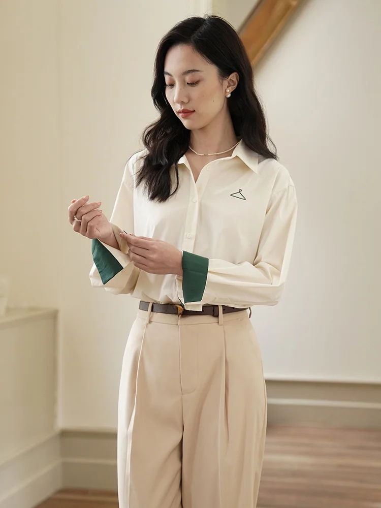 

Модная ретро-рубашка Ting2Studio Jasmine Green Tea с прямым рукавом, приятная к телу, прохладная, гладкая, с застежкой на пуговицы