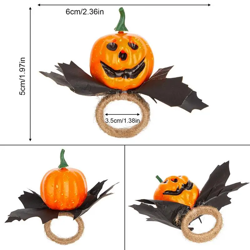 Pumpkin Napkin Ring For Halloween 6Pieces Maple Napkin Holder Pumpkin Napkin Rings Harvest Artificial Table Decorations Fall