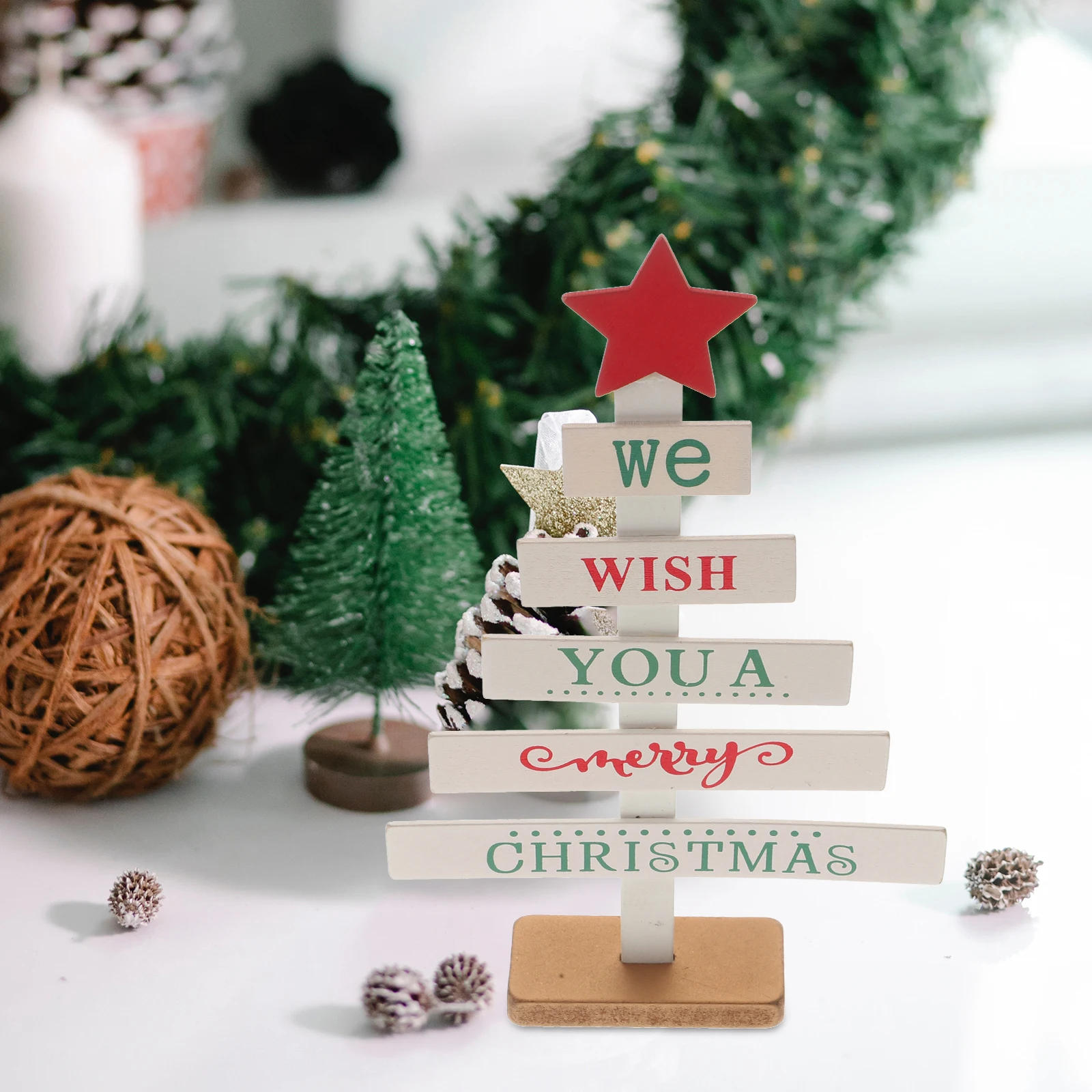 

Dining Table Christmas Tree Decoration Xmas Trees Mini Ornament Bamboo Small Decorations