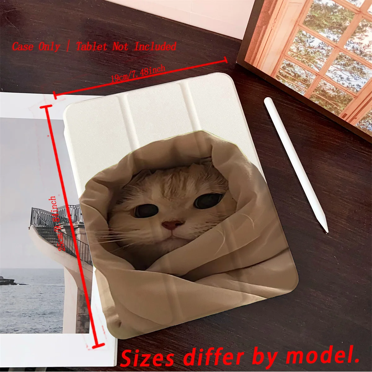 Mit Katze umwickelte iPad-Hülle mit Deckenmuster – 360° °   Drehbare, faltbare Hülle für Apple iPad Pro/Air/Mini