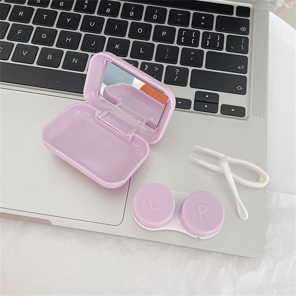 2Pcs/set Frosting Colorful Contact Lens Case Women Cute Portable Small Eye Contacts Lenses Container Box for Travel Kit Set
