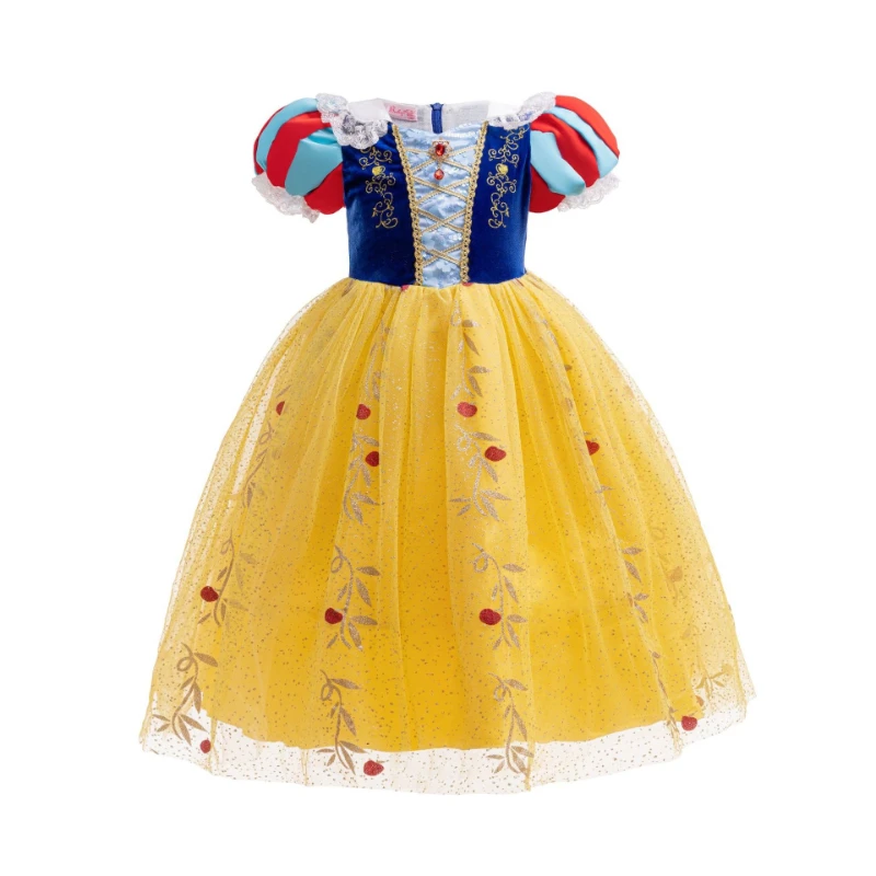 

2025 Snow White Sleeveless Dress, Girls Cosplay Tutu Gown Halloween Princess Costume