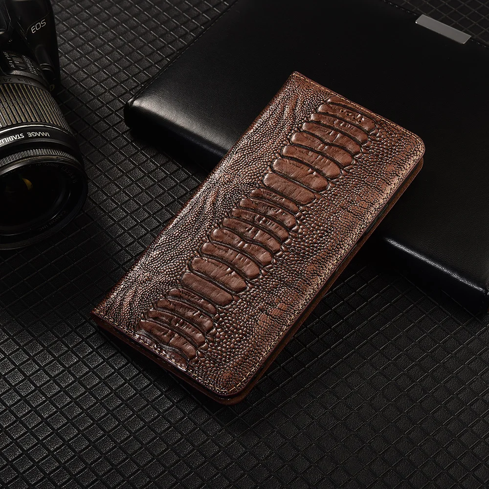 

Ostrich Pattern Genuine Leather Flip Case For ZTE Redmagic 5S 6 6S 7 7S 8 8S 9 9S 10 Pro Plus Air Cover Card Cases Scratch Proof