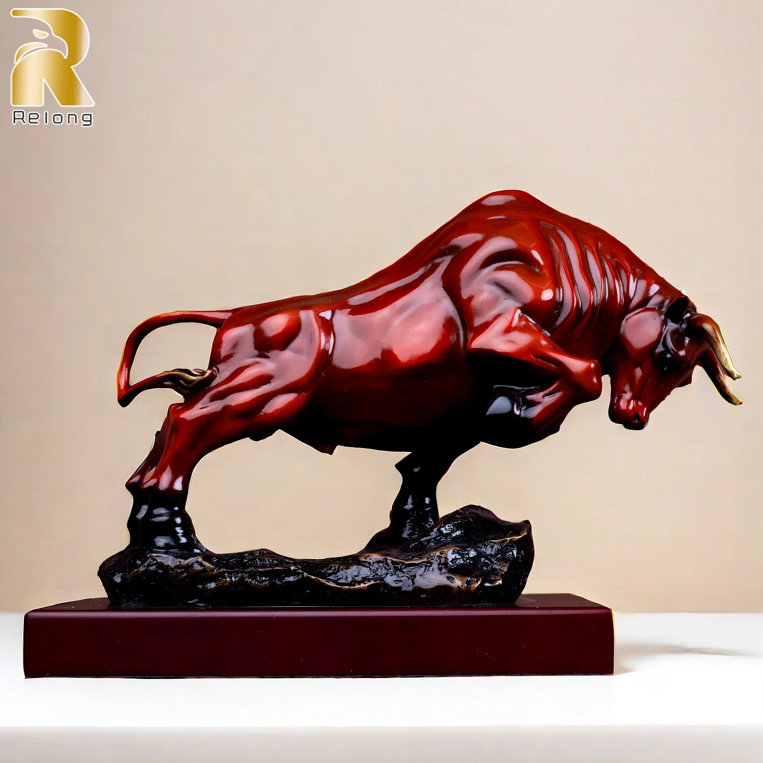 Bronze Wall Street Cattle Sculpture Bull OX Bronze Statue Exquisite Crafts Mascot Ornament Home Office Decoration Business Gift