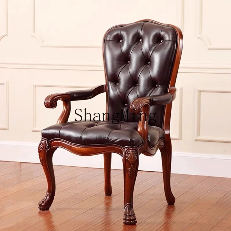 

CL leather balcony casual full retro living room book dining chair negotiation chair