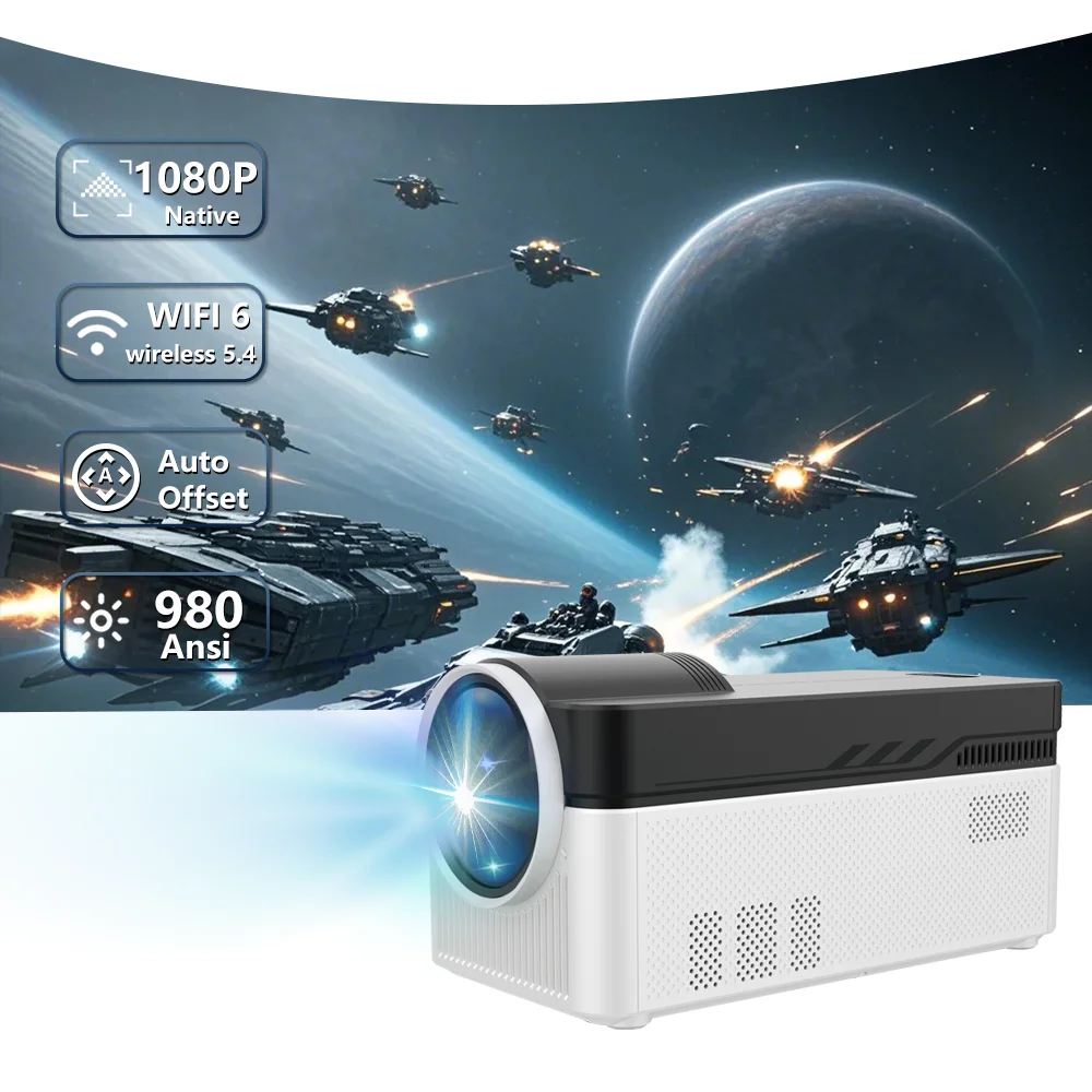 Ultra Short Throw WUDUNG HY450 Projector With Auto Offset 1080P 8K Electronic Focus 980 ANSI WiFi6 BT5.4 Allwinner H716 Voice