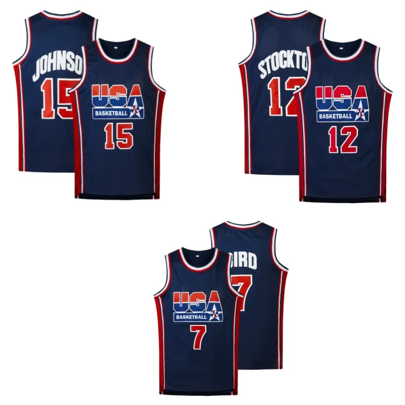 Men's Basketball Jersey Breathable Round Neck Sportswear Sleeveless Boys Training Uniform Team T-shirt New Design Tops USA#15