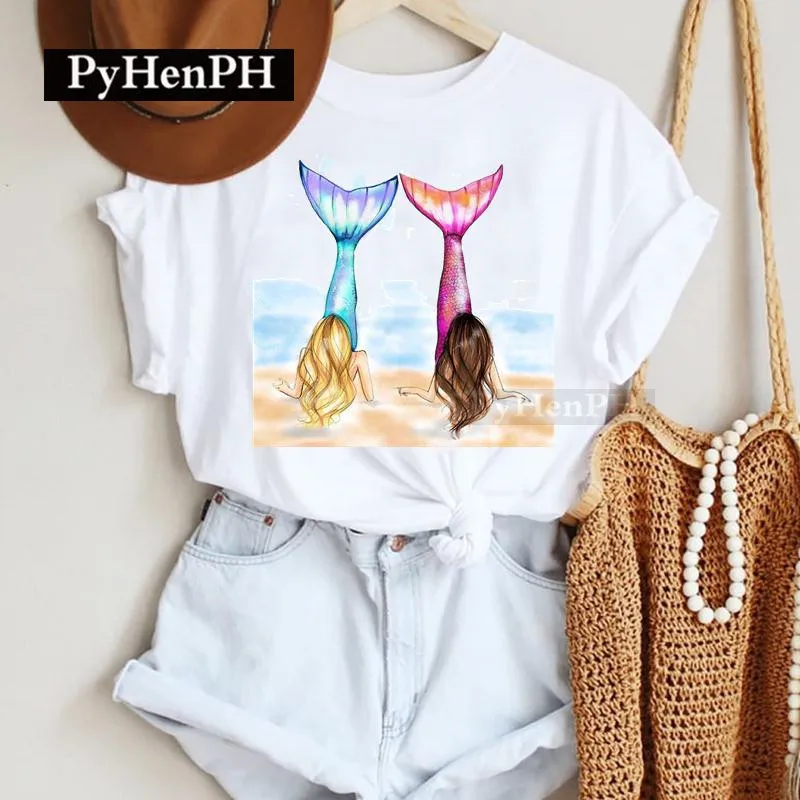 

Fashion Beach Starfish Whale Print T-shirt Women Short Sleeve Summer Design Sense Casual All-matching Base Shirt Clothes