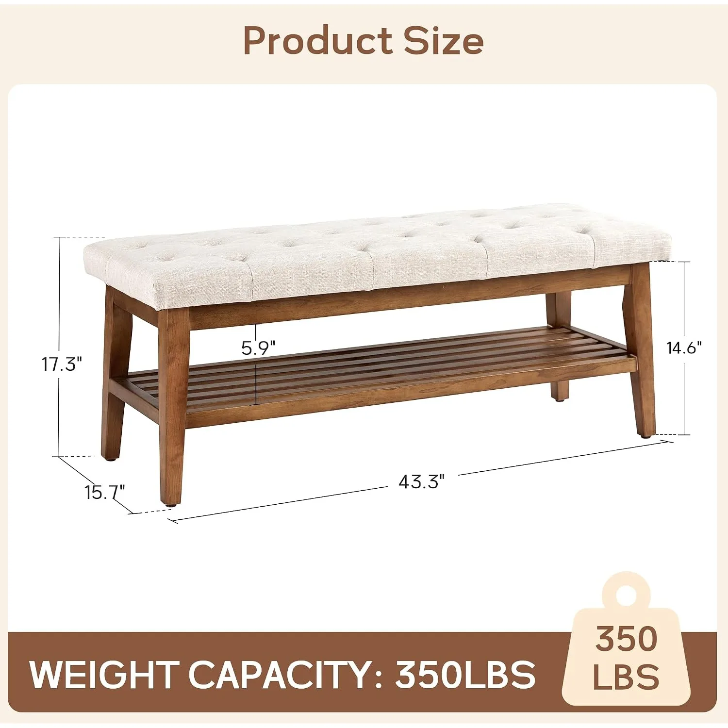 Entryway Shoe Bench, End of Bed Bench,Upholstered Button-Tufted Bench for Kitchen, Fabric Ottoman Bench for Living